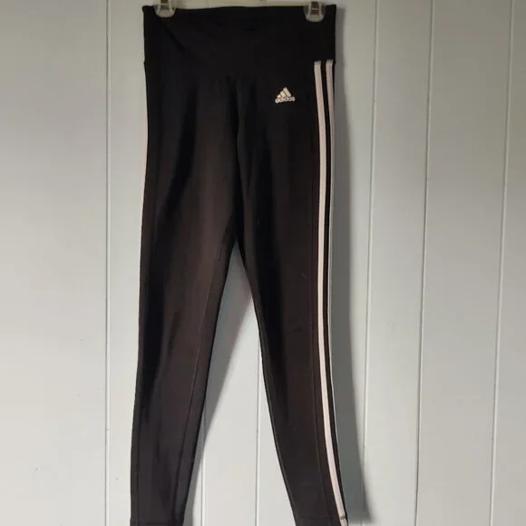 Black Adidas Climalite High Rise 3 Stripe Legging Sz S - Picture 2 of 7